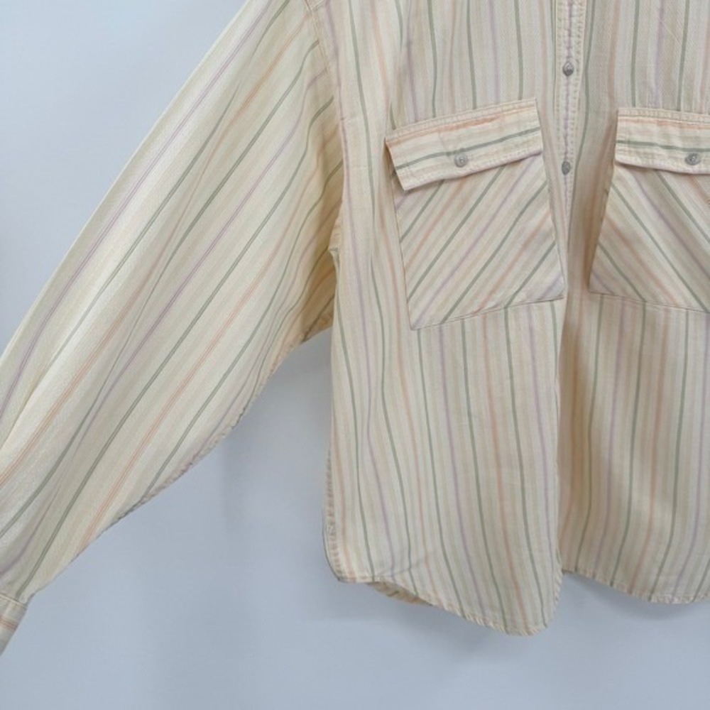 Liz Sport Vtg Pastel Striped Long Sleeve Button Up Shirt‎ Women's Sz L - Picture 3 of 13